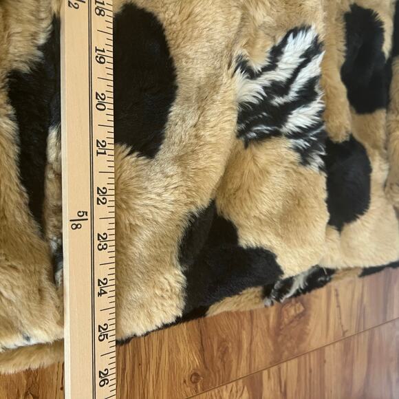 Maeve Faux Fur Zebra And Black Heart Print Coat Size S - Picture 10 of 12